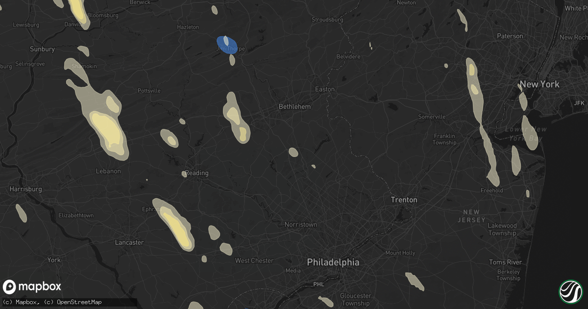 Hail map in Trumbauersville, PA on September 1, 2026