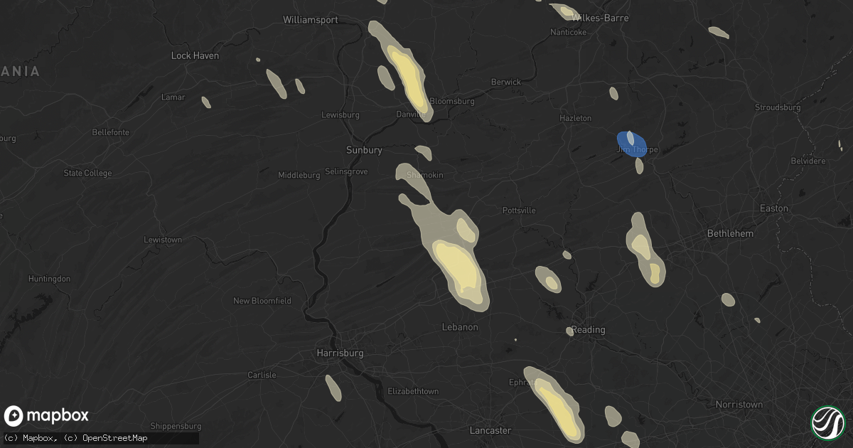 Hail map in Valley View, PA on September 1, 2026