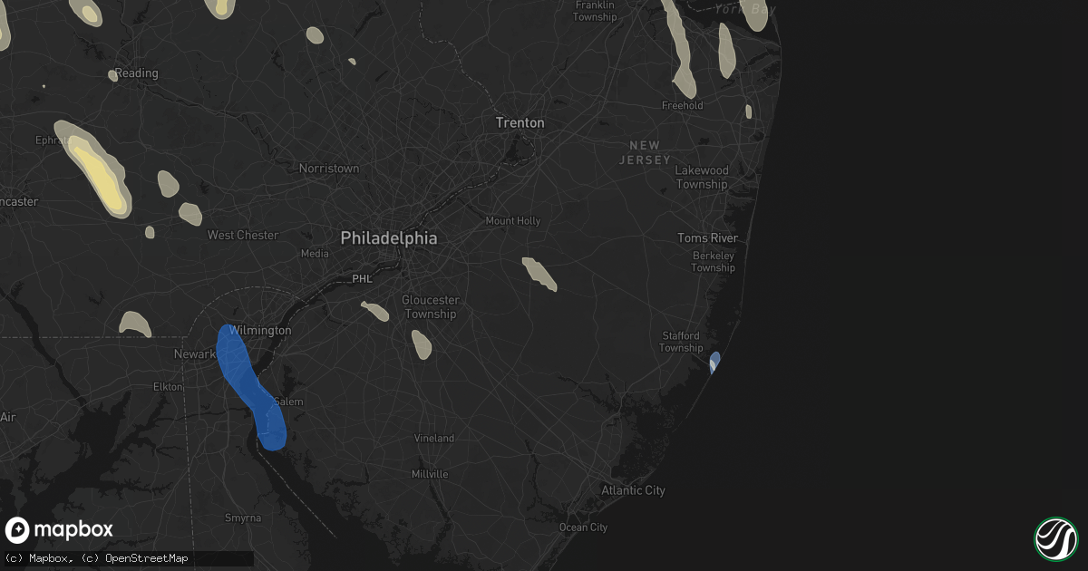 Hail map in Vincentown, NJ on September 1, 2026