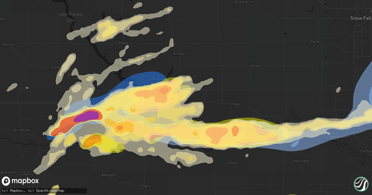 Hail map in Wagner, SD on September 1, 2026