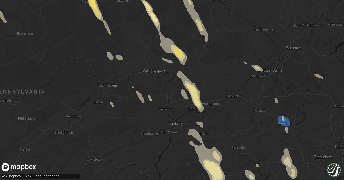 Hail map in Watsontown, PA on September 1, 2026