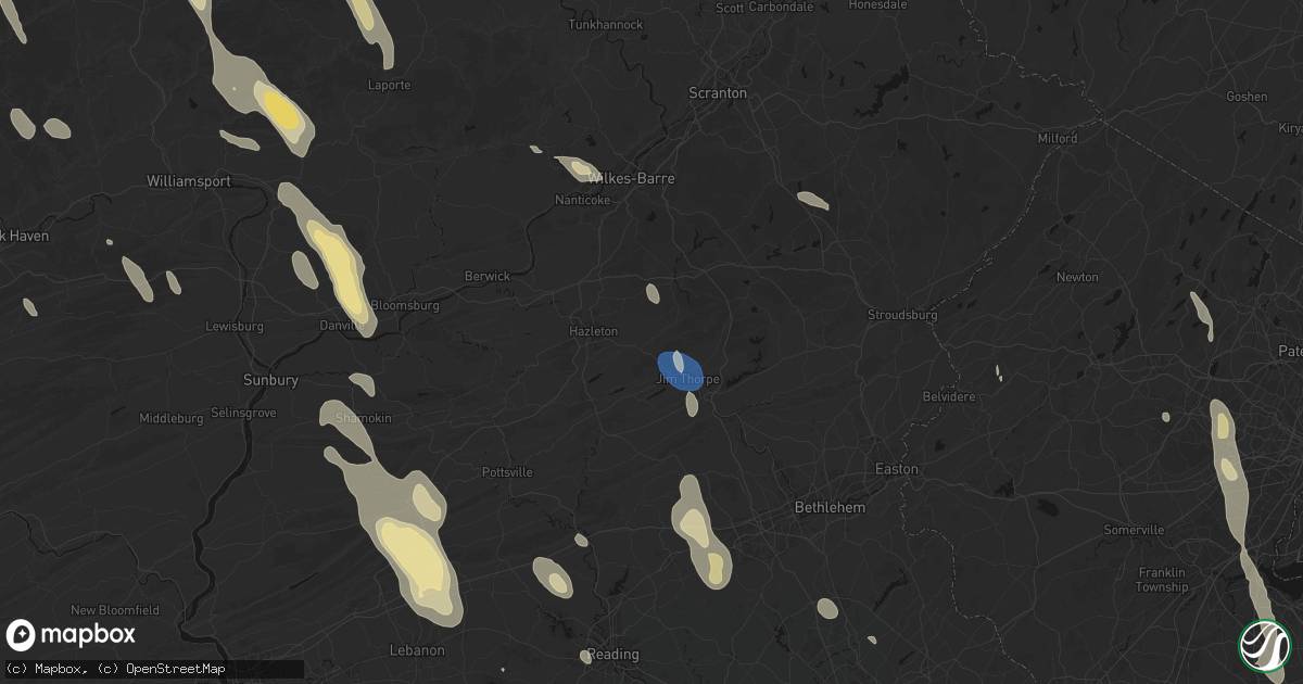 Hail map in Weatherly, PA on September 1, 2026