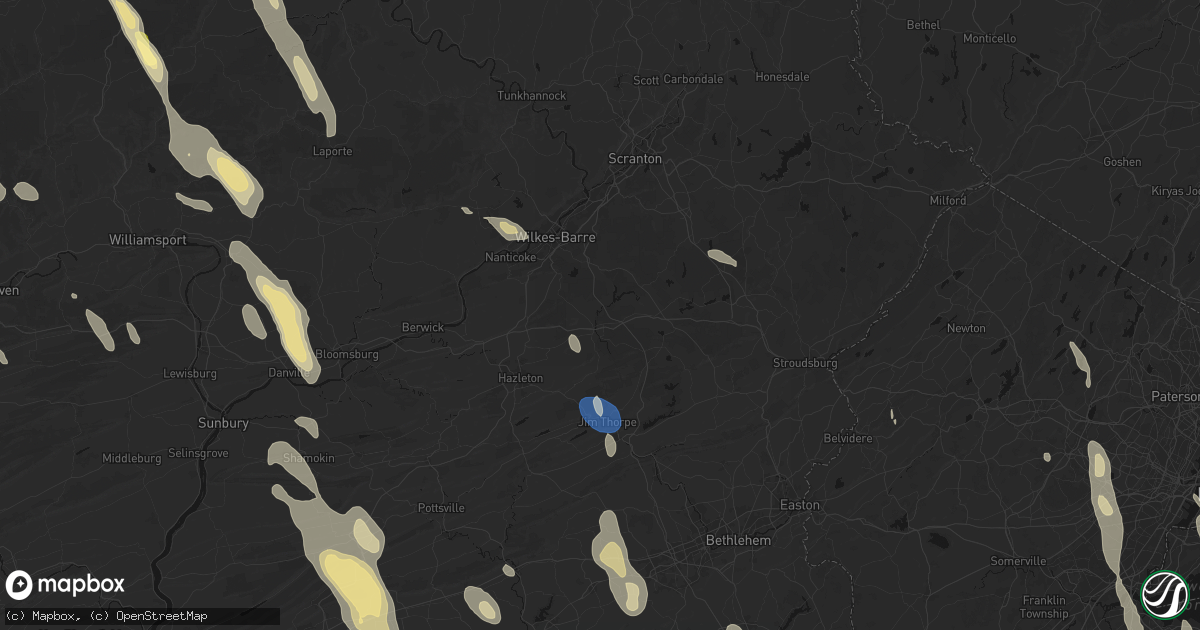 Hail map in White Haven, PA on September 1, 2026