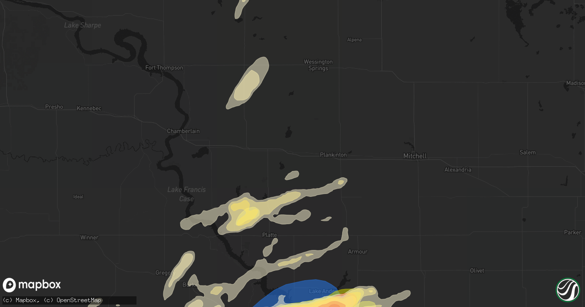 Hail map in White Lake, SD on September 1, 2026