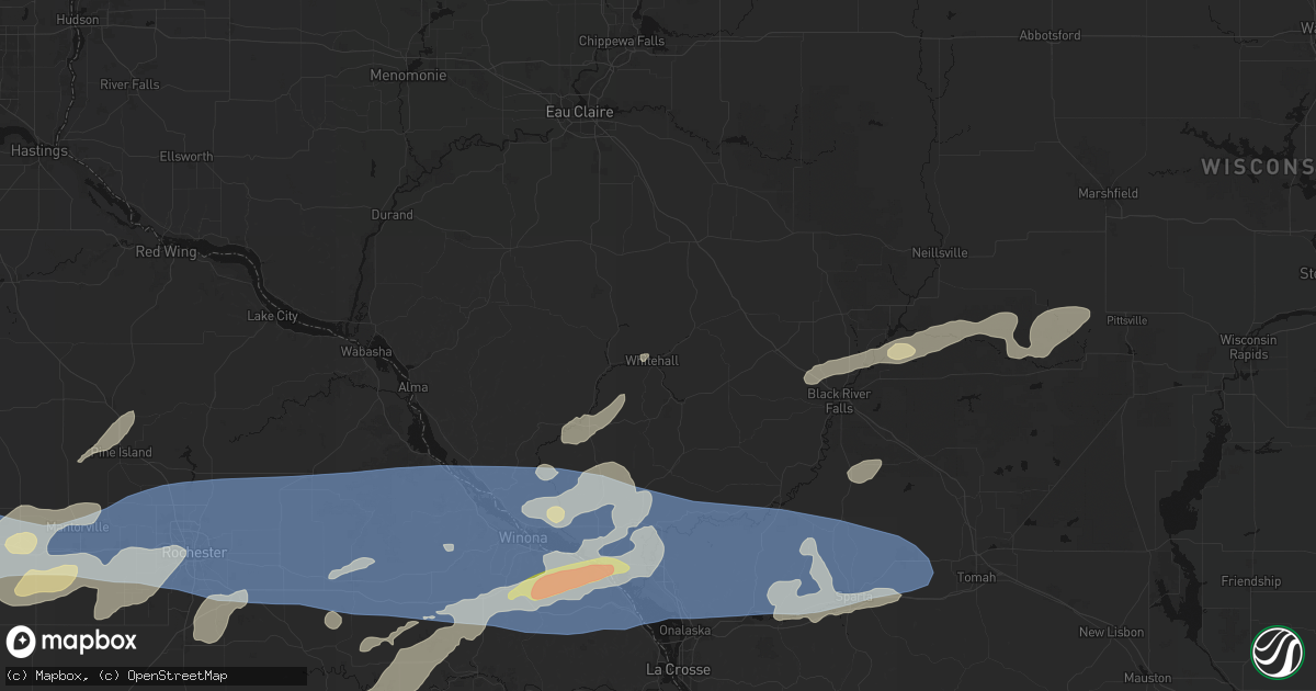 Hail map in Whitehall, WI on September 1, 2026