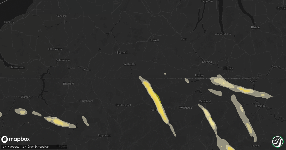 Hail map in Whitesville, NY on September 1, 2026
