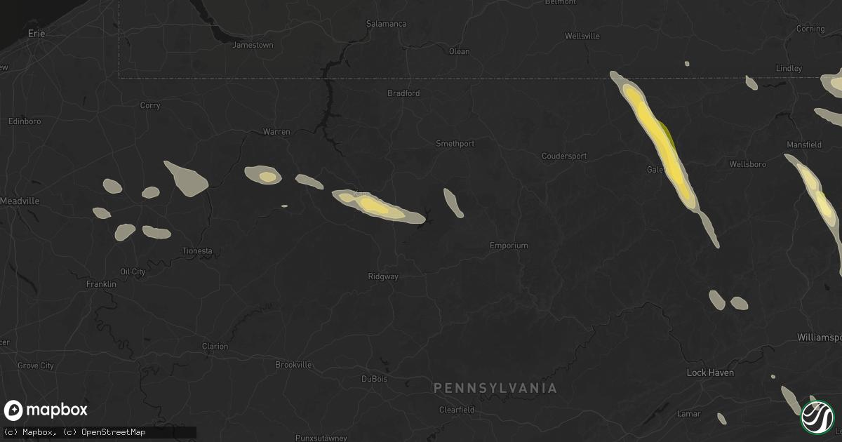 Hail map in Wilcox, PA on September 1, 2026