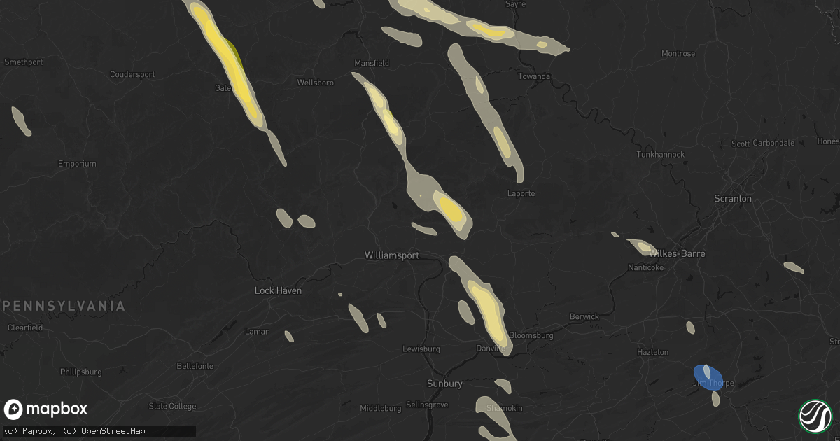 Hail map in Williamsport, PA on September 1, 2026
