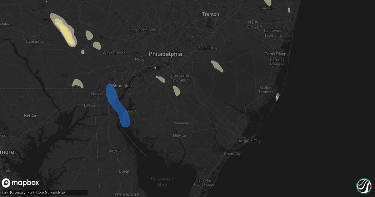 Hail map in Williamstown, NJ on September 1, 2026