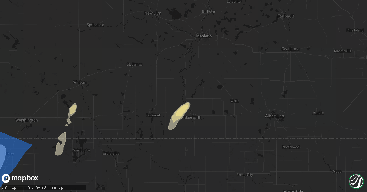 Hail map in Winnebago, MN on September 1, 2026