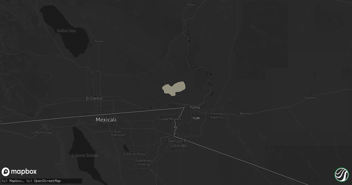 Hail map in Winterhaven, CA on September 1, 2026