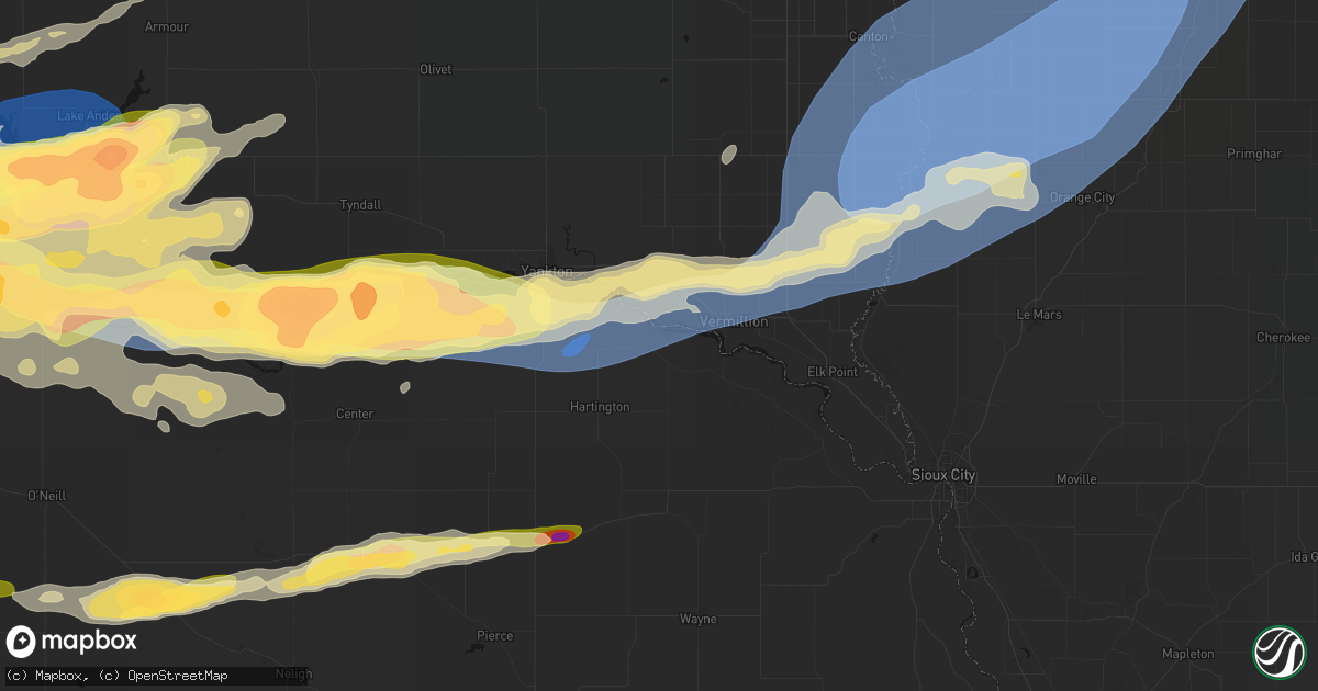 Hail map in Wynot, NE on September 1, 2026
