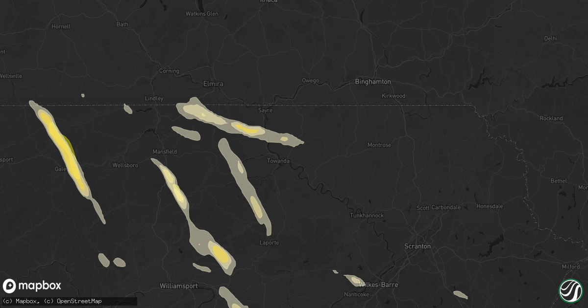Hail map in Wysox, PA on September 1, 2026