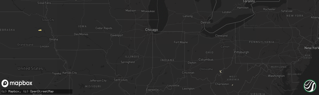 Hail map in Michigan on September 2, 2012