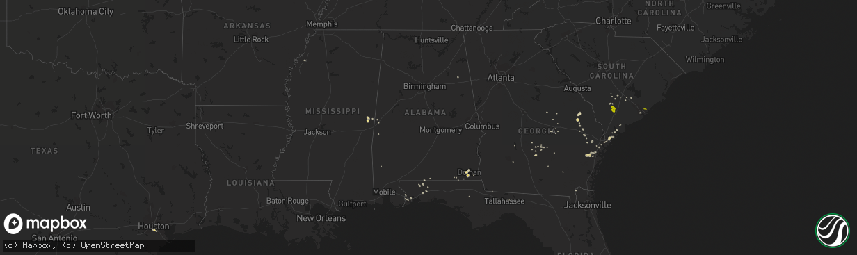 Hail map in Alabama on September 2, 2013