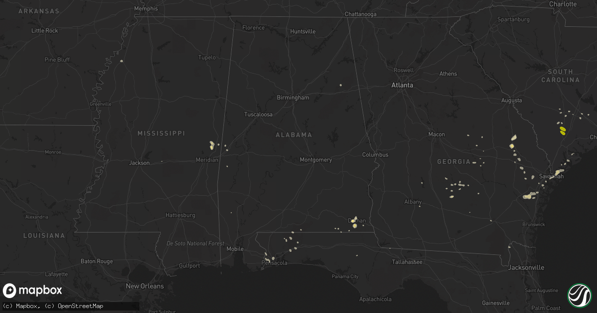 Hail map in Alabama on September 2, 2013