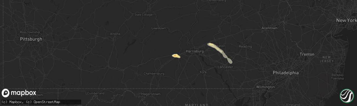Hail map in Carlisle, PA on September 2, 2013