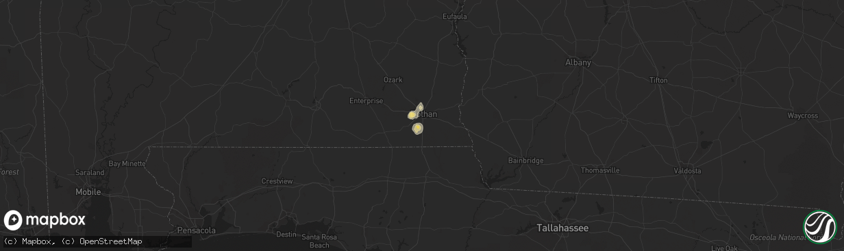 Hail map in Dothan, AL on September 2, 2013