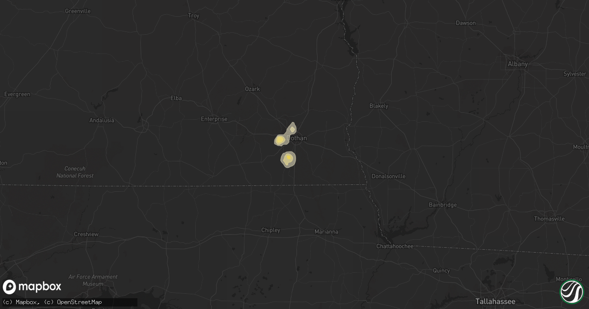 Hail map in Dothan, AL on September 2, 2013
