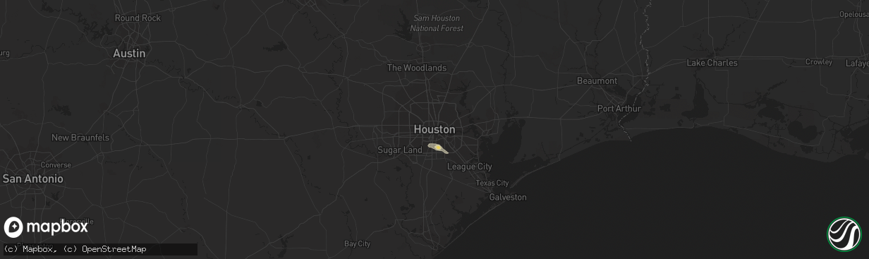Hail map in Houston, TX on September 2, 2013
