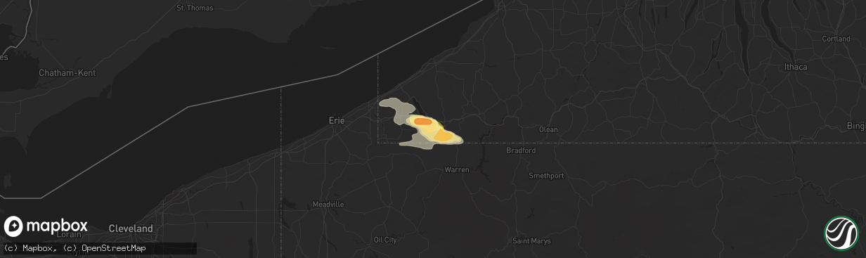 Hail map in Lakewood, NY on September 2, 2013