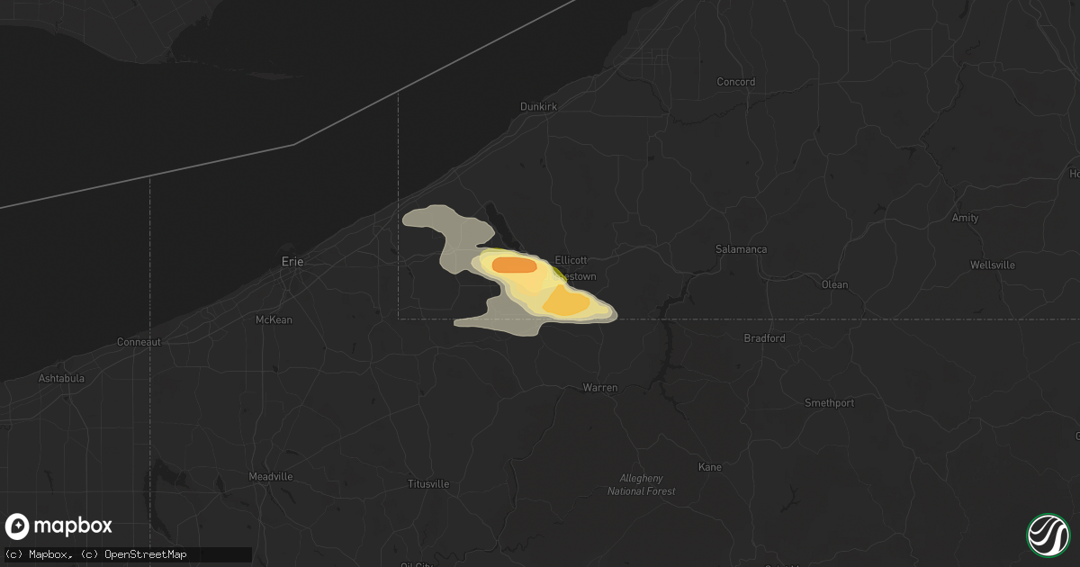 Hail map in Lakewood, NY on September 2, 2013