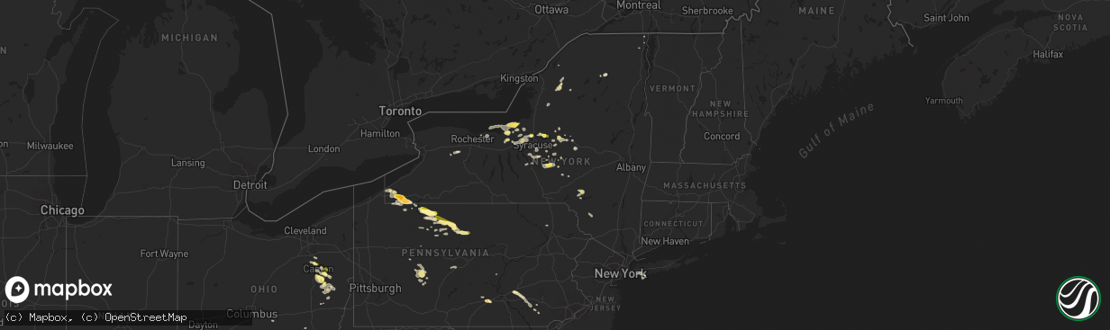 Hail map in New York on September 2, 2013