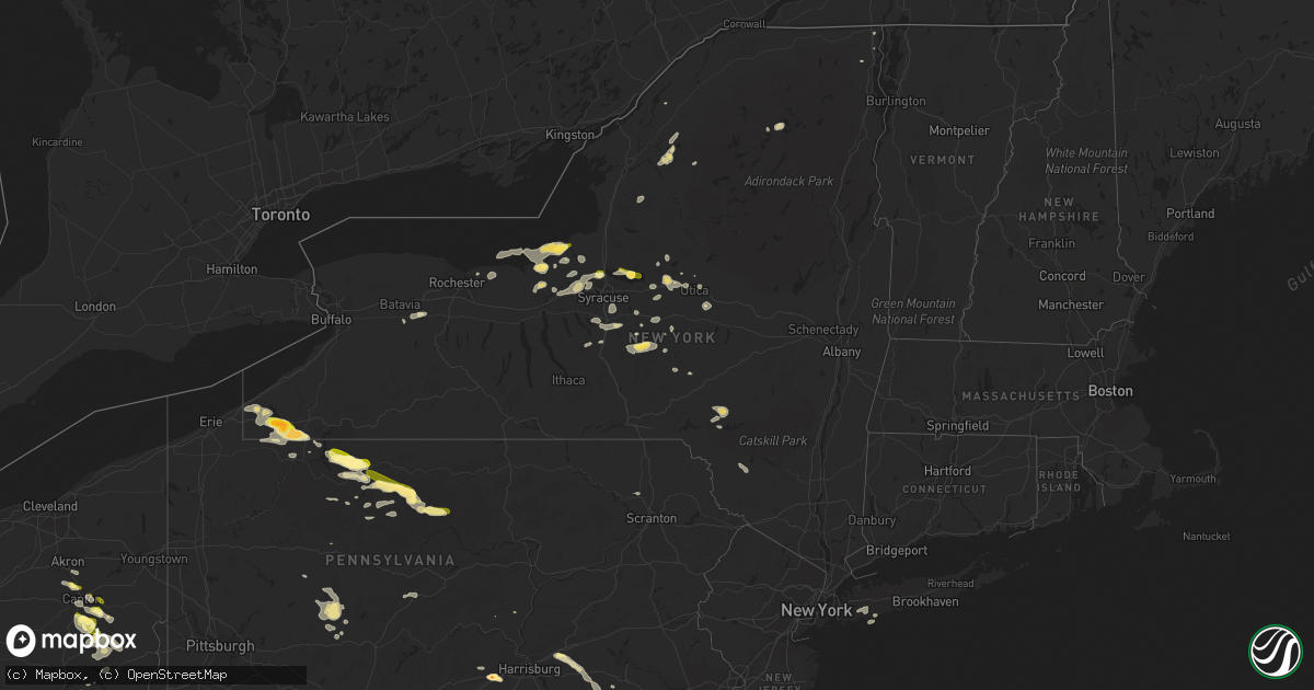 Hail map in New York on September 2, 2013