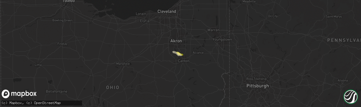 Hail map in North Canton, OH on September 2, 2013