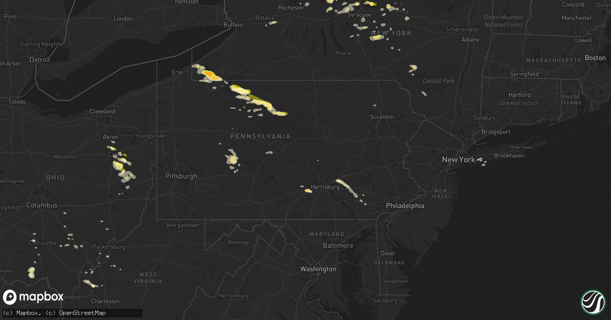 Hail map in Pennsylvania on September 2, 2013