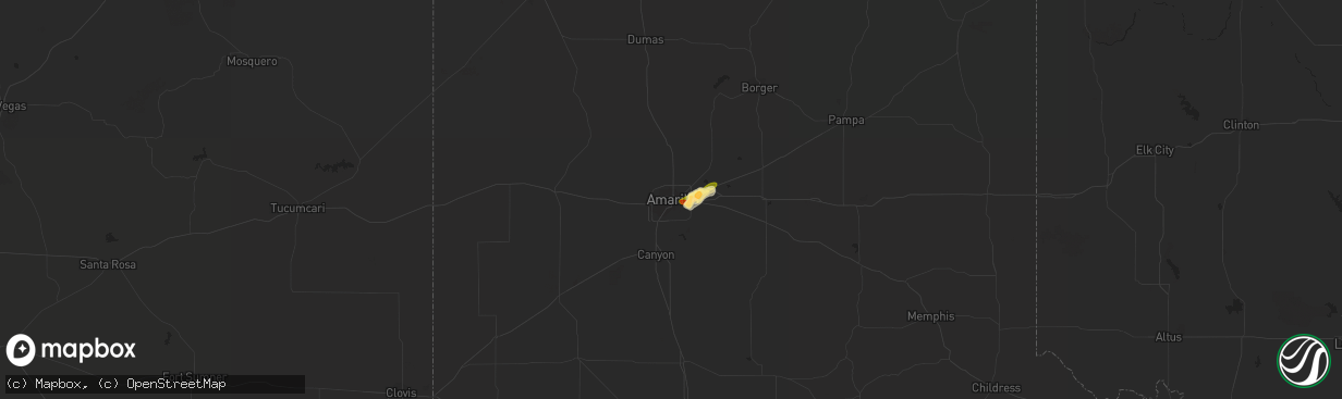 Hail map in Amarillo, TX on September 2, 2014