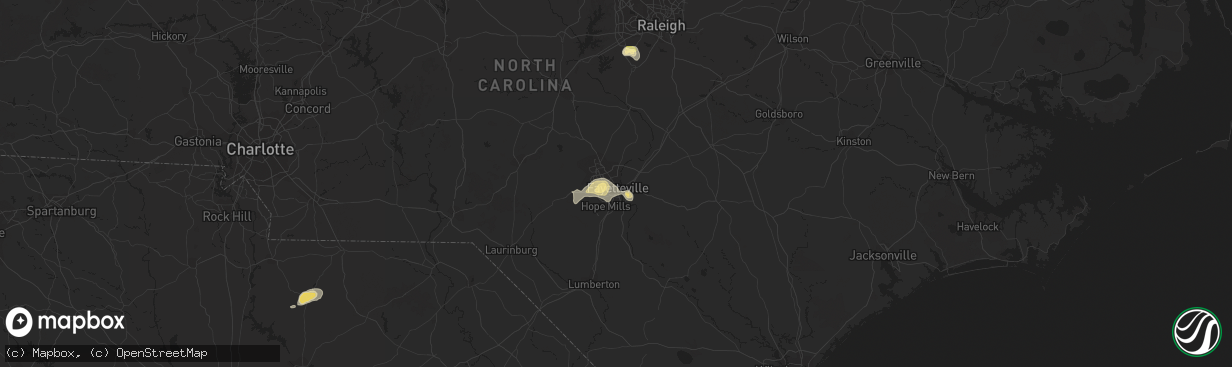 Hail map in Fayetteville, NC on September 2, 2014