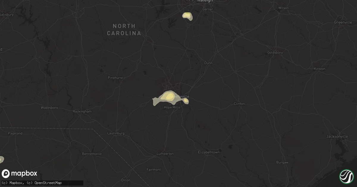 Hail map in Fayetteville, NC on September 2, 2014