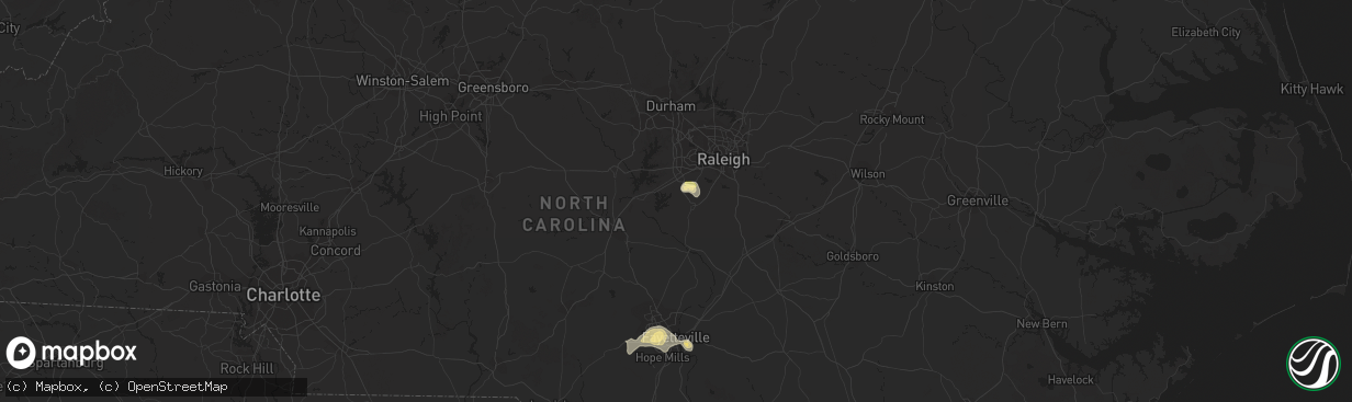 Hail map in Holly Springs, NC on September 2, 2014