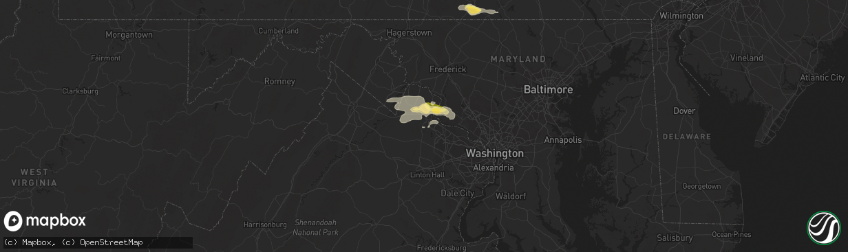 Hail map in Leesburg, VA on September 2, 2014