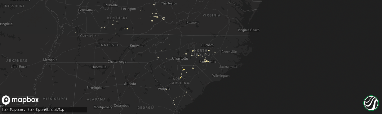 Hail map in North Carolina on September 2, 2014