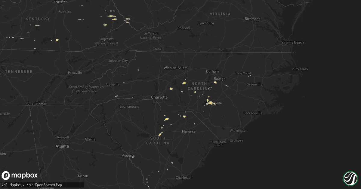 Hail map in North Carolina on September 2, 2014