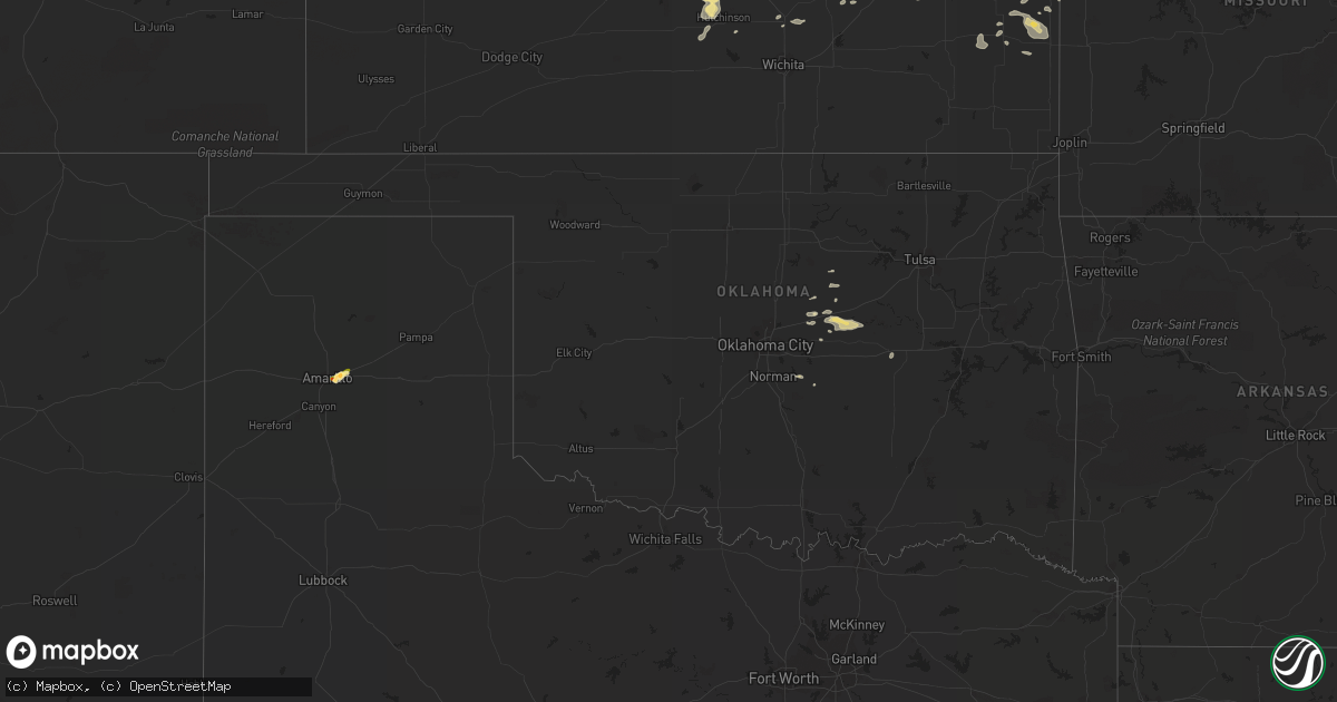 Hail map in Oklahoma on September 2, 2014