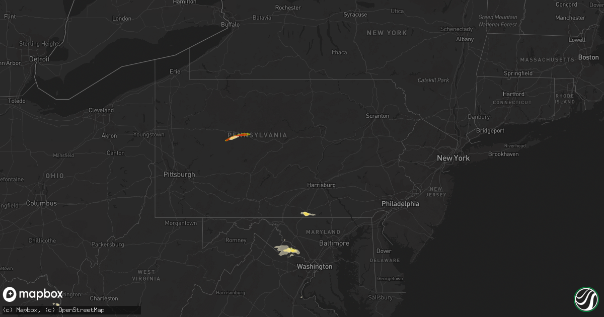 Hail map in Pennsylvania on September 2, 2014
