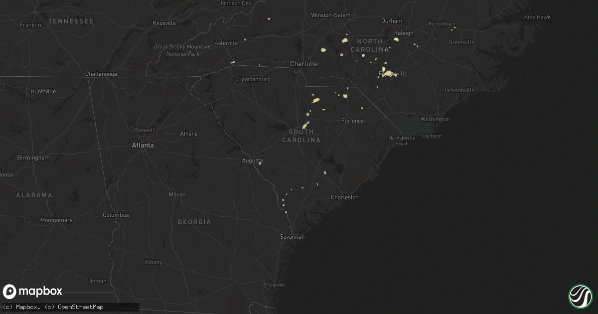 Hail map in South Carolina on September 2, 2014