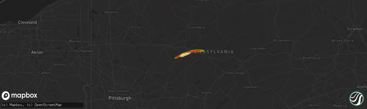 Hail map in Sykesville, PA on September 2, 2014