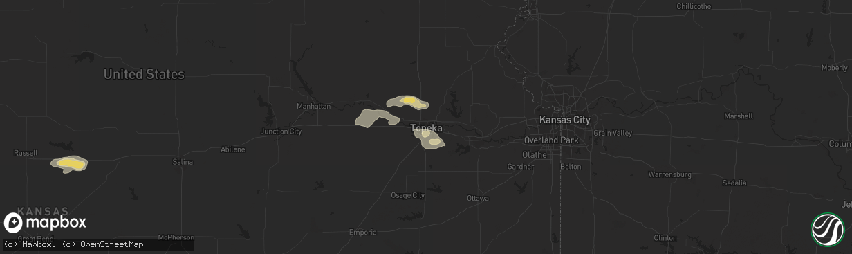 Hail map in Topeka, KS on September 2, 2014