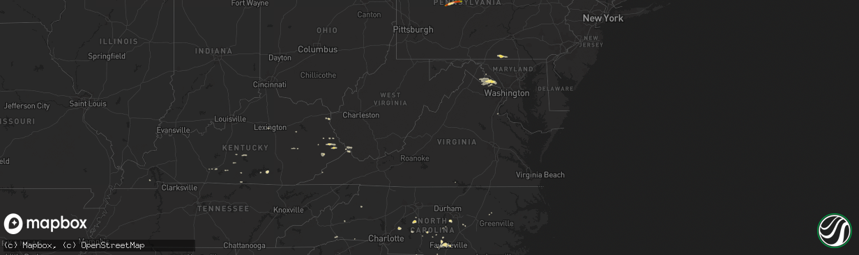 Hail map in Virginia on September 2, 2014