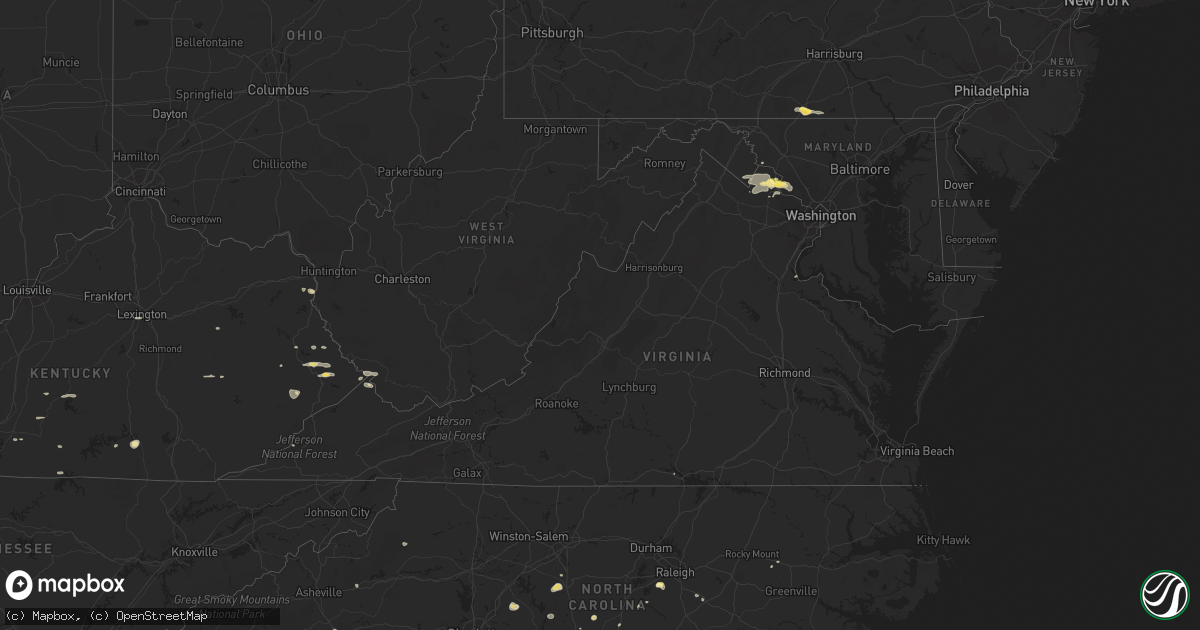 Hail map in Virginia on September 2, 2014