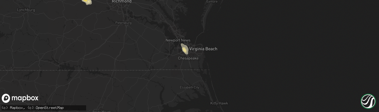 Hail map in Chesapeake, VA on September 2, 2015