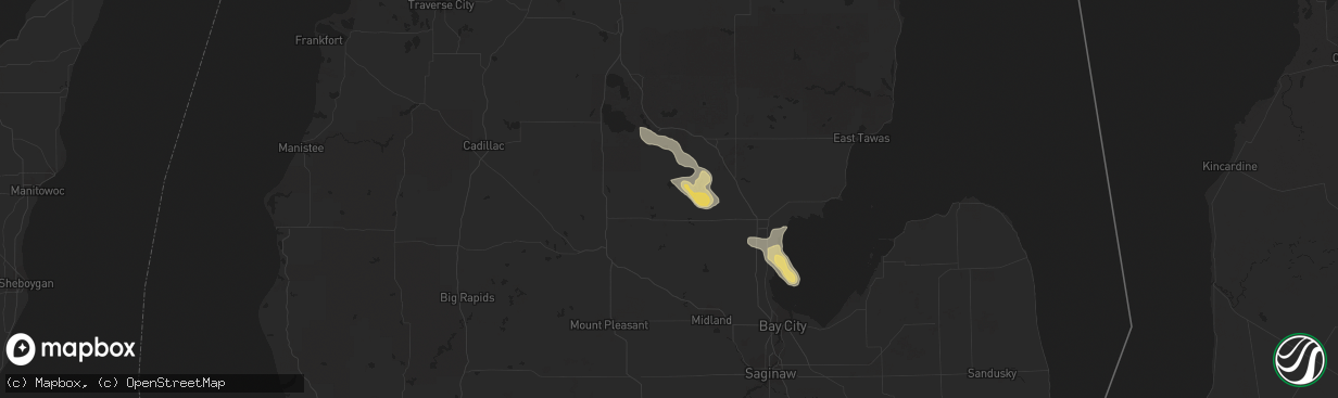 Hail map in Gladwin, MI on September 2, 2015