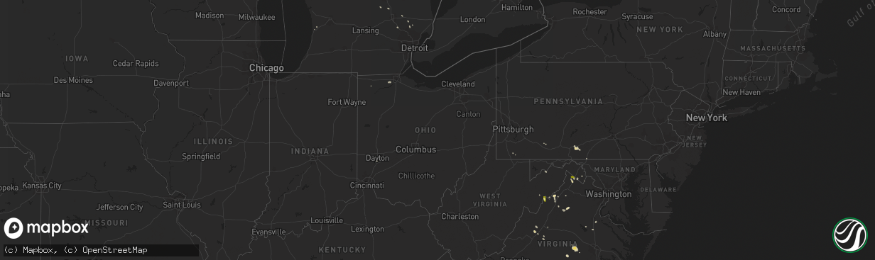 Hail map in Ohio on September 2, 2015