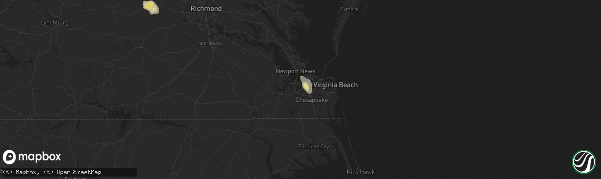 Hail map in Portsmouth, VA on September 2, 2015