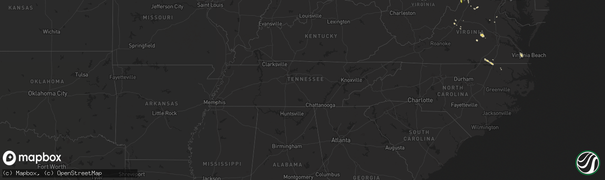 Hail map in Tennessee on September 2, 2015