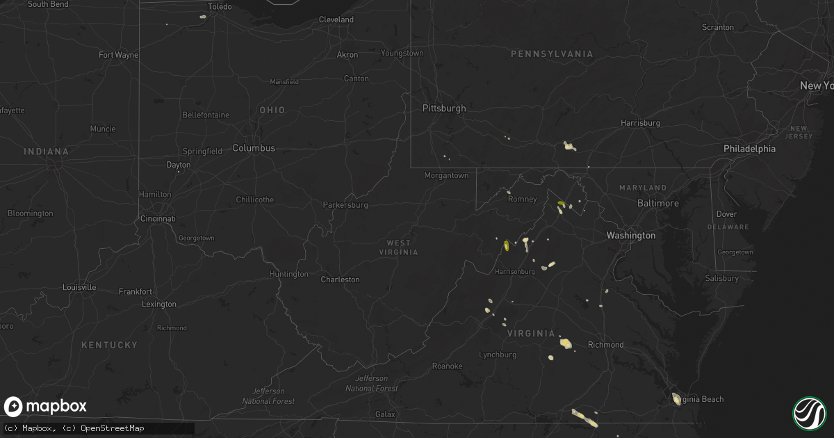 Hail map in West Virginia on September 2, 2015
